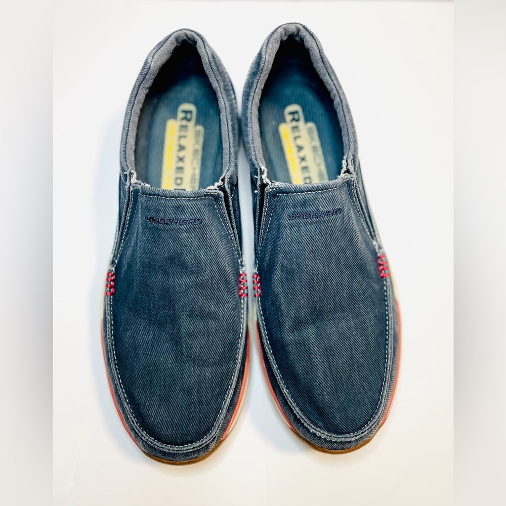 Skechers Relaxed Fit Memory Foam Men's Blue Jean Slip-On Shoes Size 11.5